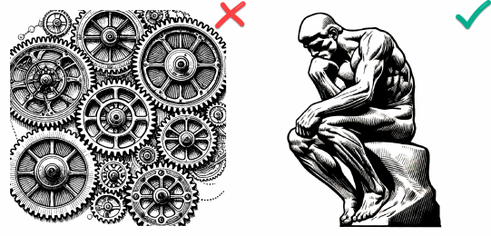 cogs and a person thinking